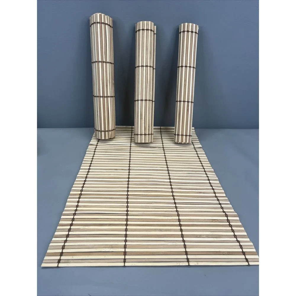 Natural Bamboo Rollup Placemats 4 Pieces Set